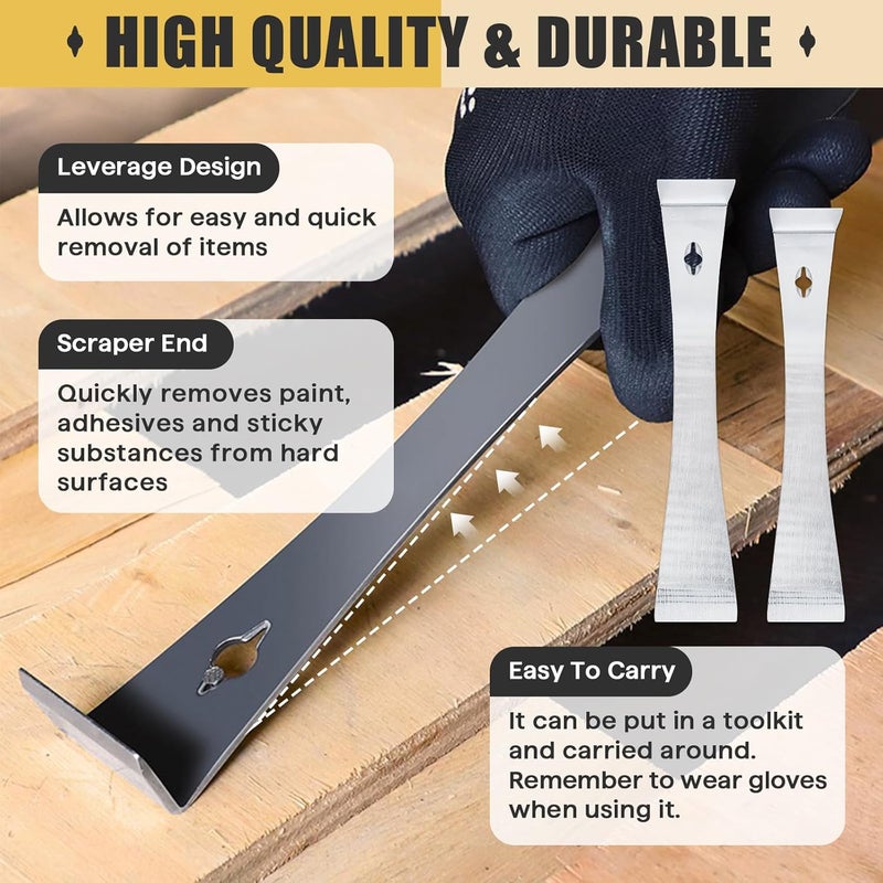 Iffitya 4-Piece 17005 Stainless Steel Pry Bar Scraper Set, 9.25" and 6.7" Trim Puller, Small Flat Pry Bar, Silver Beekeeping Hive Scraper, Bee Hive Hand Tool, 2 Sizes - Image 4